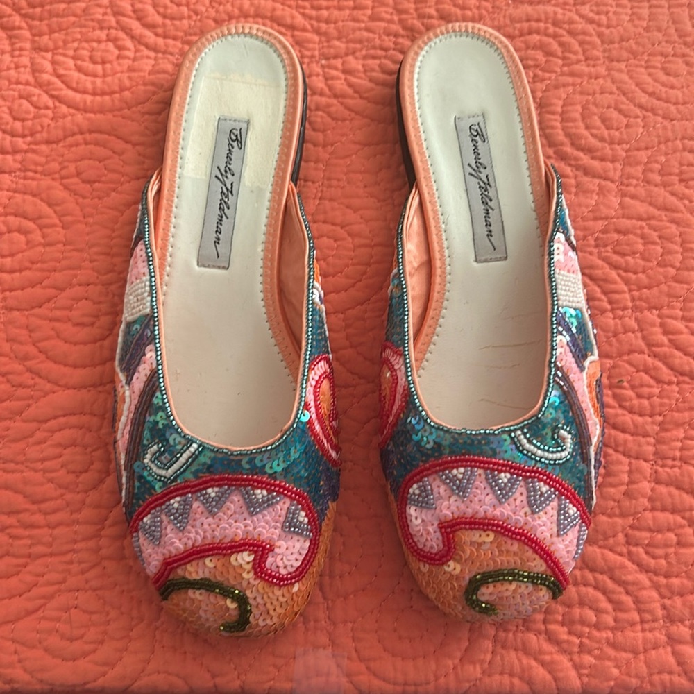 Beverly Feldman Sequin Flats Sz 6.5